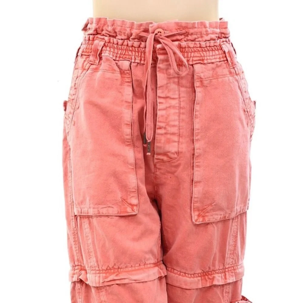 Free People Wind Drift Convertible Pants Utility Shorts Zipper Coral size L - Picture 6 of 9